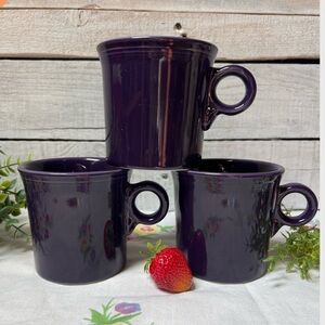 Fiestaware Dark Purple Coffee Cup set of 3 Tom and Jerry Style Circle Handle